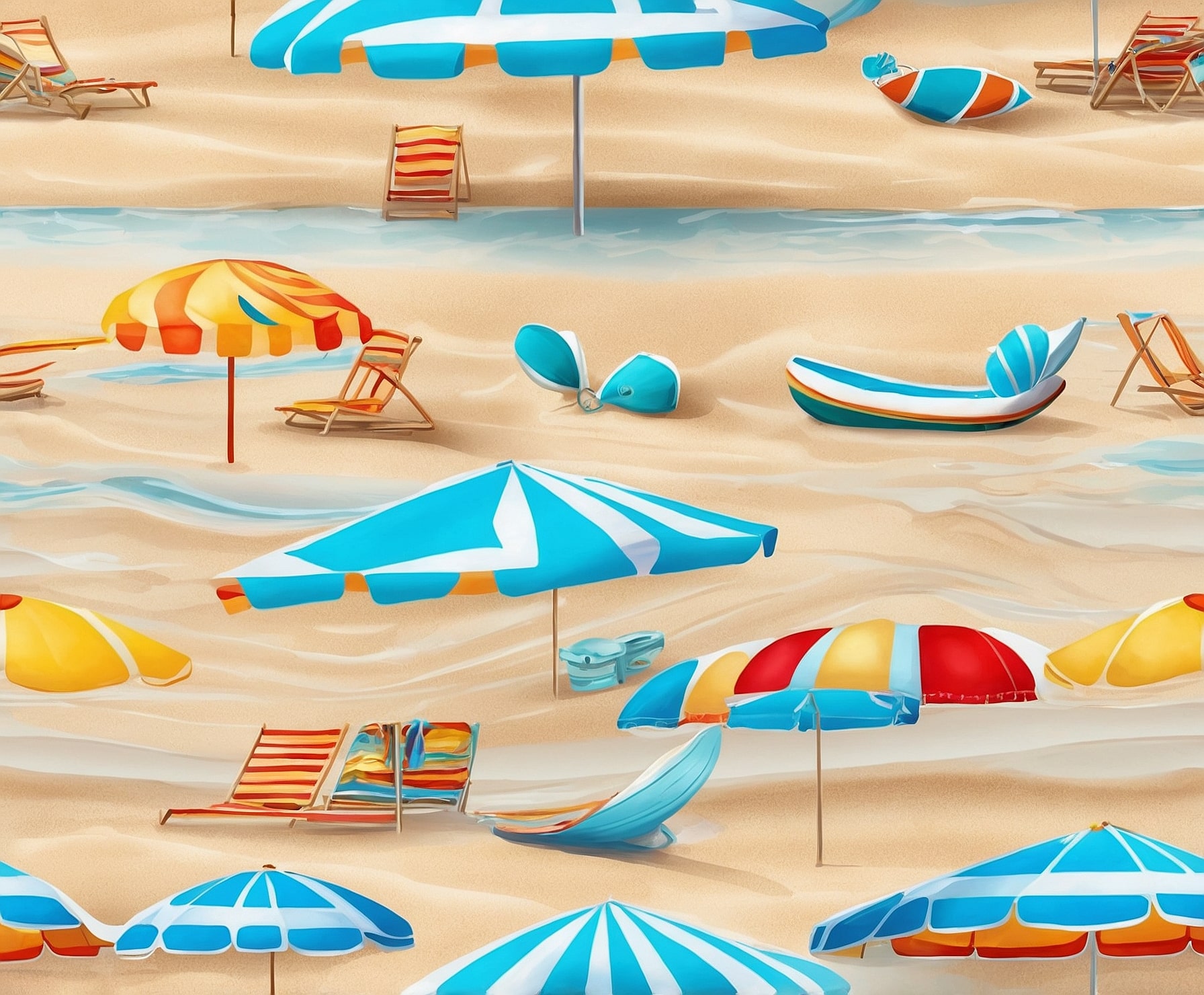 Imagen de juegos inflables en la playa